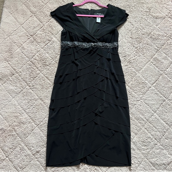 Alex Evenings Short Sleeve Embroidered Ruffle Cocktail Dress Women’s Size 6P - Picture 1 of 7
